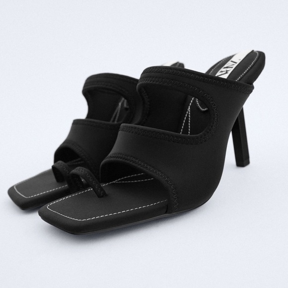 ZARA Heeled Neoprene Sandals - Picture 1 of 7